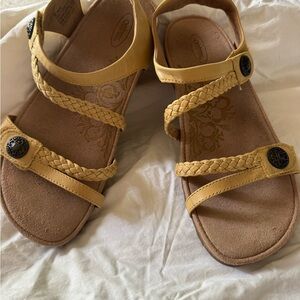 Aetrex Yellow Braided Strap Sandals